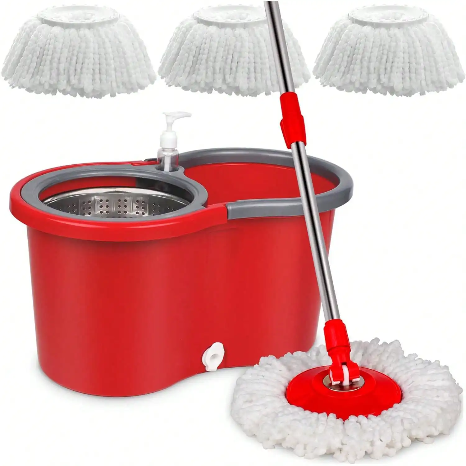 Spin Mop And Bucket With Wringer Set, 360° Swivel Mop And Bucket With Wringer Set And 3 Microfiber Mop Refills, 61'' Stainless Steel Extended Handle, For All Floor Types, Suitable For Home Cleaning
Spin Mop And Bucket With Wringer Set, 360° Swivel Mop And Bucket With Wringer Set And 3 Microfiber Mop Refills, 61'' Stainless Steel Extended Handle, For All Floor Types, Suitable For Home Cleaning