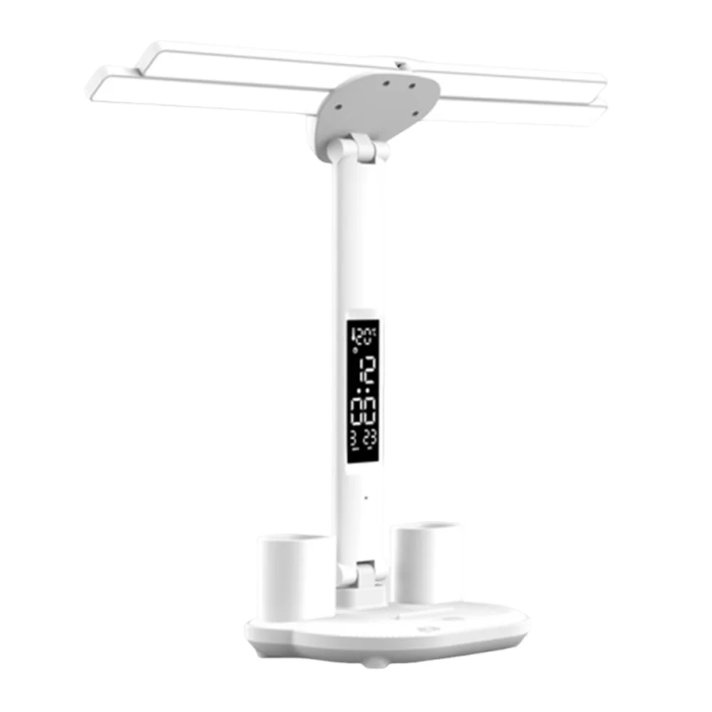 4 Heads LED Table Lamp Touch Dimming 3 Colors Tabletop Reading Lamp with Fan&Time Date Energy-Efficient Night Light Learning
4 Heads LED Table Lamp Touch Dimming 3 Colors Tabletop Reading Lamp with Fan&Time Date Energy-Efficient Night Light Learning