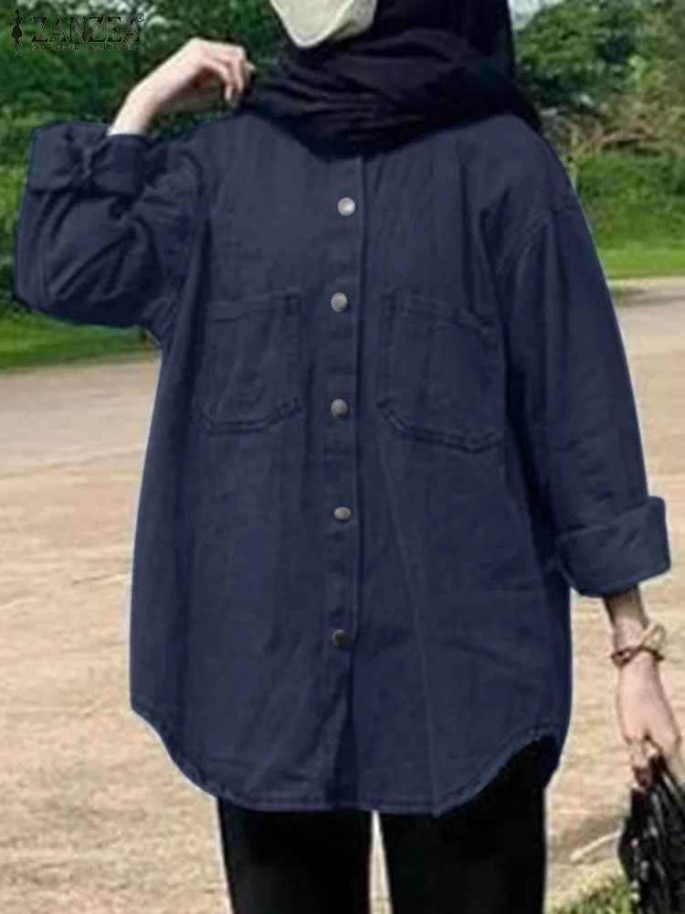 ZANZEA Vintage Denim Blue Blouse Women Long Sleeve Muslim Tops Abaya Casual Loose Blusas Turkey Kaftan Oversize Autumn Shirts
ZANZEA Vintage Denim Blue Blouse Women Long Sleeve Muslim Tops Abaya Casual Loose Blusas Turkey Kaftan Oversize Autumn Shirts