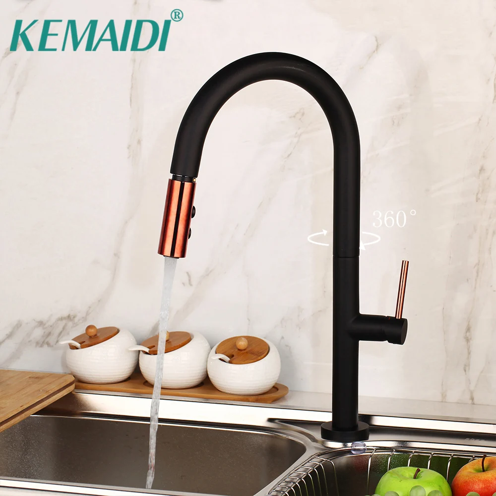 KEMAIDI Black Kitchen Basin Sink Faucet 360 Swivel Pull Out Spray Solid Brass Hot Cold Water Mixer Taps 2 Ways Faucets
KEMAIDI Black Kitchen Basin Sink Faucet 360 Swivel Pull Out Spray Solid Brass Hot Cold Water Mixer Taps 2 Ways Faucets