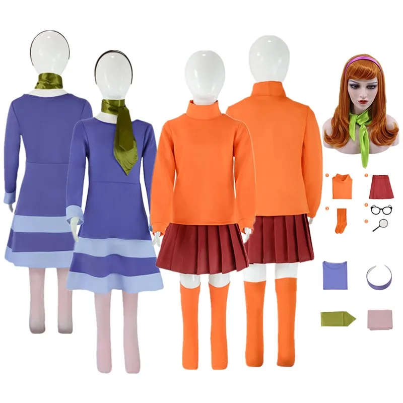 Velma Daphne Cosplay Blake Costume Cartoon Fantasia Kids Dress Scarf Socks Headband Wig Outfits Halloween Carnival Party Suit
Velma Daphne Cosplay Blake Costume Cartoon Fantasia Kids Dress Scarf Socks Headband Wig Outfits Halloween Carnival Party Suit