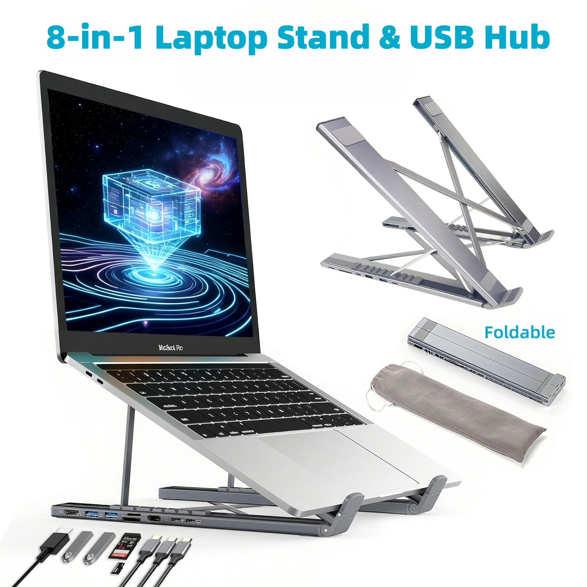 8-in-1 Folding Laptop Stand with USB C SD TF Hdmi Hubs Docking Station Notebook Support USB 3.0 Splitter Dock Type-C Adapter
8-in-1 Folding Laptop Stand with USB C SD TF Hdmi Hubs Docking Station Notebook Support USB 3.0 Splitter Dock Type-C Adapter
