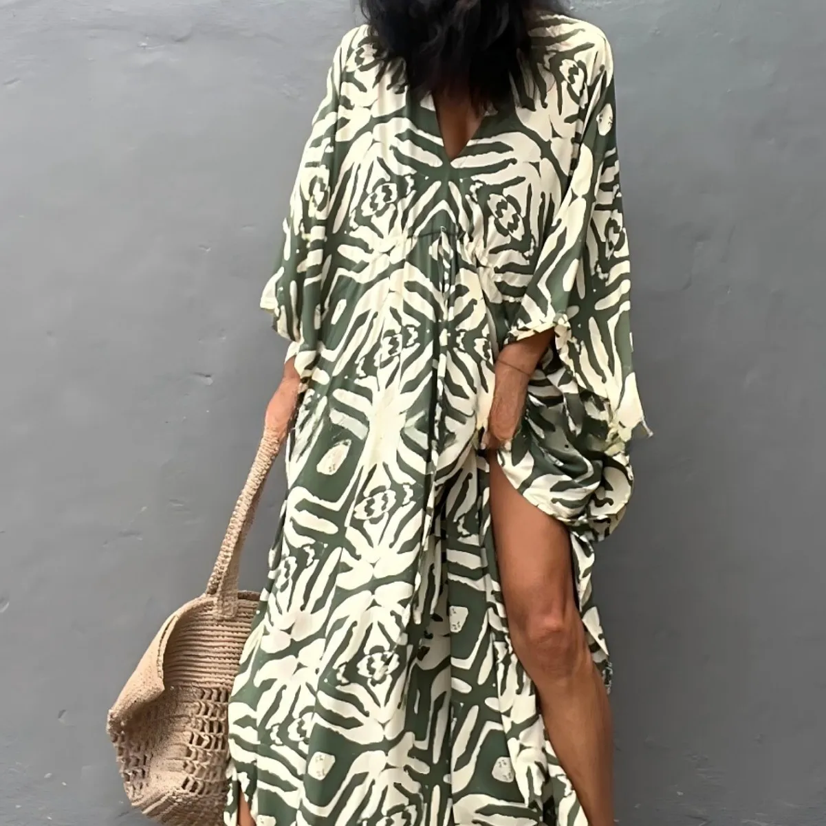 Dress Tunic Beachwear Women's Cover-up V Neck Batwing Sleeve Beach Drawstring Maxi Swim Floral Green
Dress Tunic Beachwear Women's Cover-up V Neck Batwing Sleeve Beach Drawstring Maxi Swim Floral Green