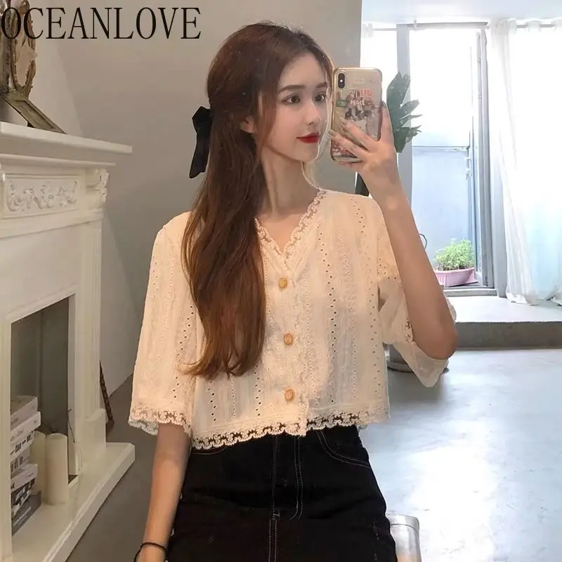 OCEANLOVE Lace Shirts&blouses Women Tops Solid Spring Summer Sweet Blusas Mujer Korean Fashion V Neck Elegant Camisas
OCEANLOVE Lace Shirts&blouses Women Tops Solid Spring Summer Sweet Blusas Mujer Korean Fashion V Neck Elegant Camisas