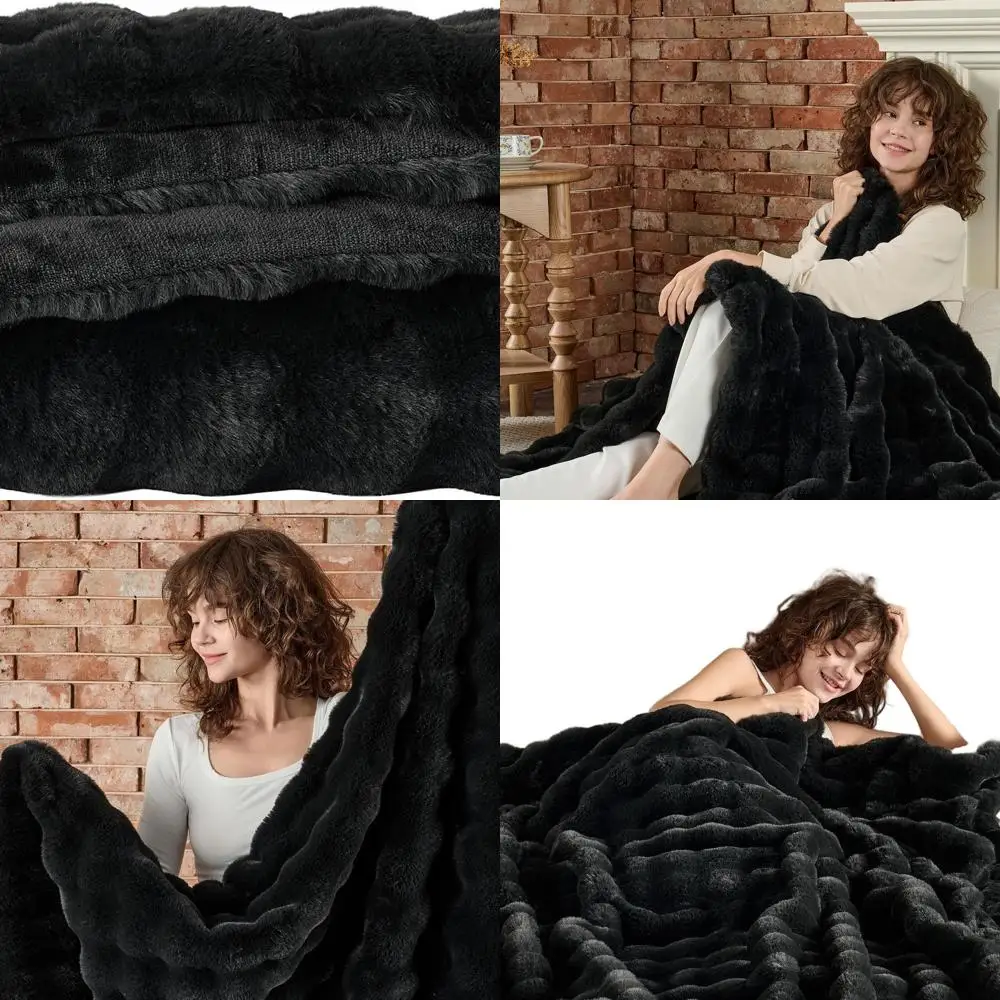 Luxurious Black King-Size Faux Fur Throw Blanket with Plush Shaggy Fluff, 108x90 Inches
Luxurious Black King-Size Faux Fur Throw Blanket with Plush Shaggy Fluff, 108x90 Inches