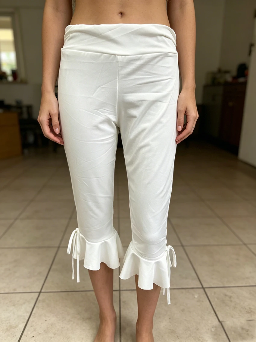 Women Casual Pink White Cropped Flare Pants 2026 New Ruffle Hem Drawstring Design High Waist Slim Streetwear Summer Trousers
Women Casual Pink White Cropped Flare Pants 2026 New Ruffle Hem Drawstring Design High Waist Slim Streetwear Summer Trousers