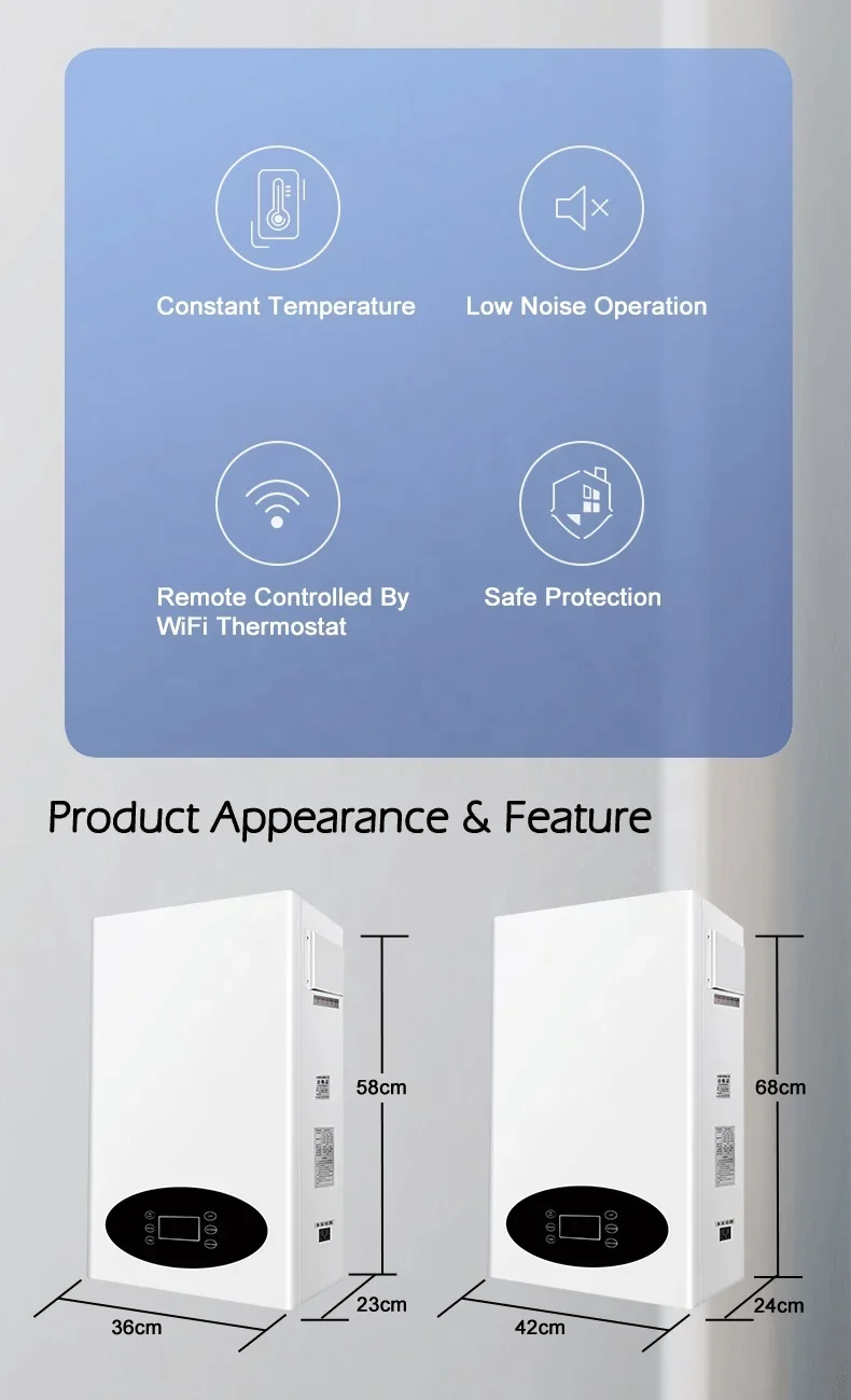 2026 Hot Sale Zhen Ang 8KW Induction Wall Mounted Electric Combi Boiler for Heating and Shower
2026 Hot Sale Zhen Ang 8KW Induction Wall Mounted Electric Combi Boiler for Heating and Shower