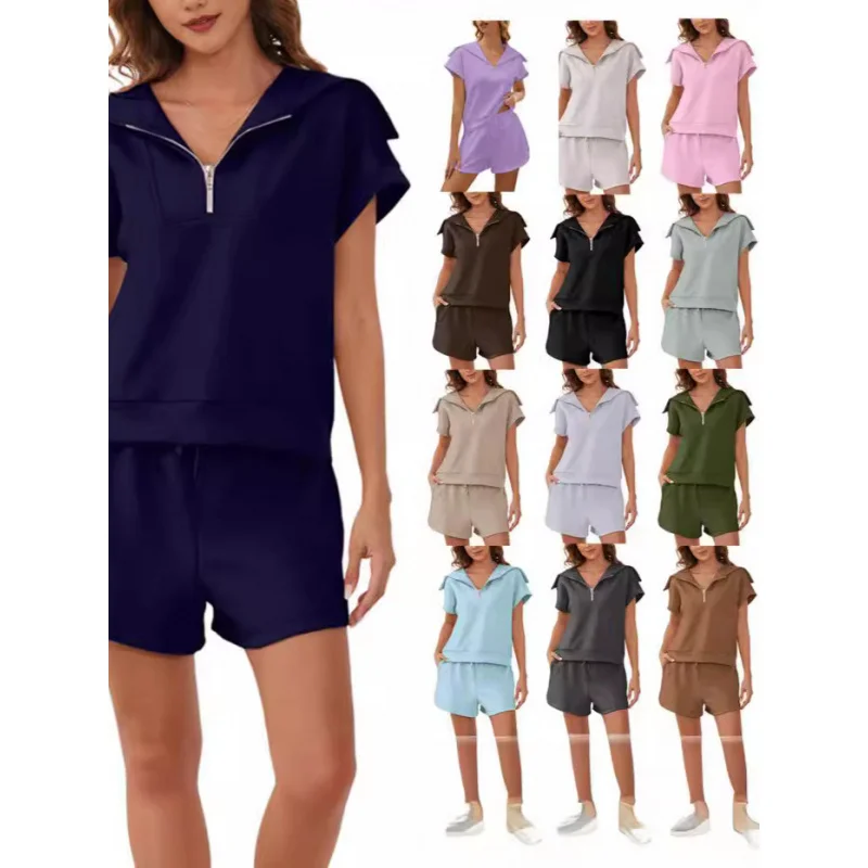 2025Trendy Women's Fashion2Two-Piece Set Half-Zip Turn-Down Collar Short Sleeve Sweatshirt High-Waist Shorts Sports Set
2025Trendy Women's Fashion2Two-Piece Set Half-Zip Turn-Down Collar Short Sleeve Sweatshirt High-Waist Shorts Sports Set
