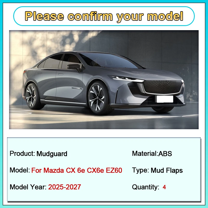 Car Mudguards For Mazda CX-6e Accessories EZ-60 J90K 2025 2026 2027 Anti-splash Flap Splash Guard Front Rear Fenders Accessories
Car Mudguards For Mazda CX-6e Accessories EZ-60 J90K 2025 2026 2027 Anti-splash Flap Splash Guard Front Rear Fenders Accessories
