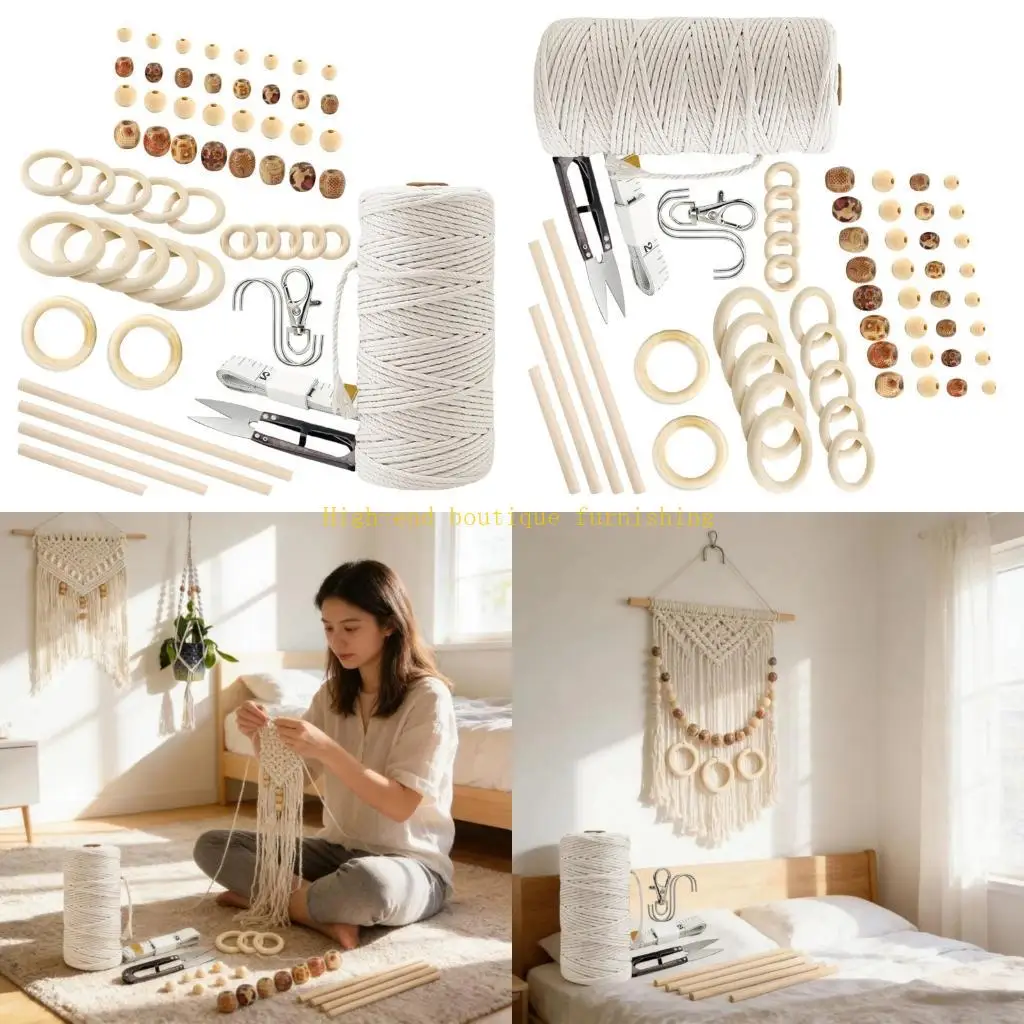 L9NB 227Piecs Wall Hanging Maker Set Featuring Wooden Accessories And Cotton Thread
L9NB 227Piecs Wall Hanging Maker Set Featuring Wooden Accessories And Cotton Thread