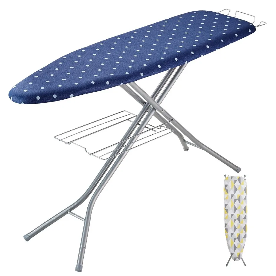 Ironing Board 55"x15" with Bottom Storage Tray 4 Layers Iron Board 10 Adjustable Heights with Heat Resistant Cover and 100% Cot
Ironing Board 55"x15" with Bottom Storage Tray 4 Layers Iron Board 10 Adjustable Heights with Heat Resistant Cover and 100% Cot