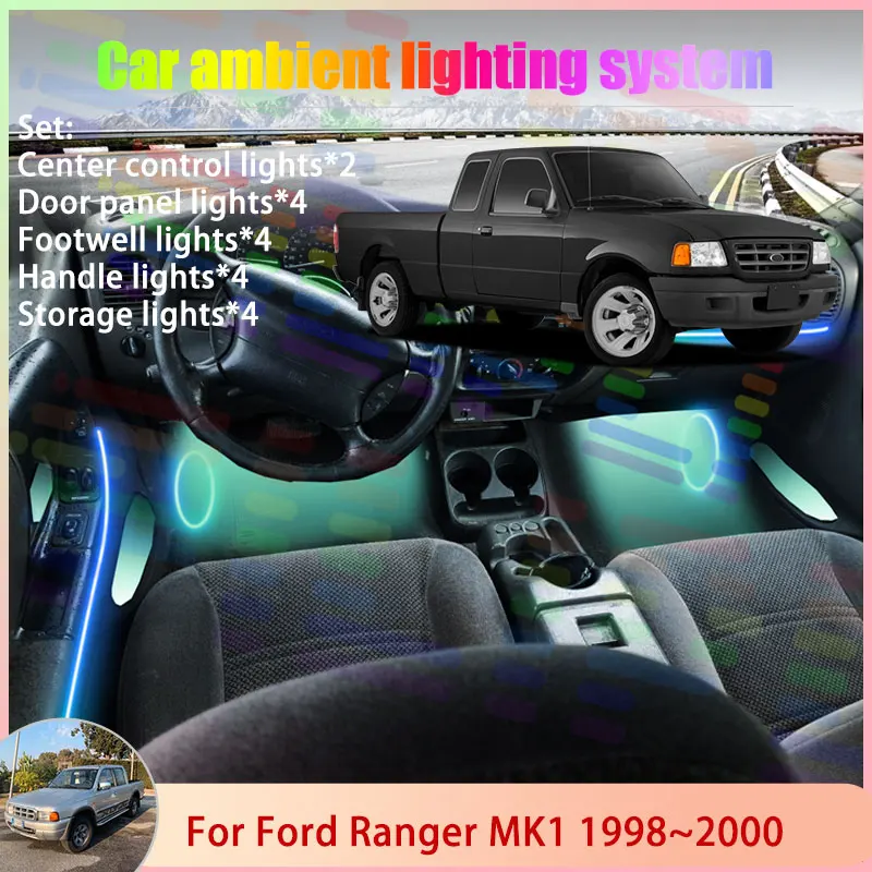 Для Ford Ranger MK1 PE PG PH 1998 ~ 2000 Courier 2/18 в 1, автомобильная атмосферная лампа, RGB абажур, ансамбль, стример, атмосферный набор
Для Ford Ranger MK1 PE PG PH 1998 ~ 2000 Courier 2/18 в 1, автомобильная атмосферная лампа, RGB абажур, ансамбль, стример, атмосферный набор