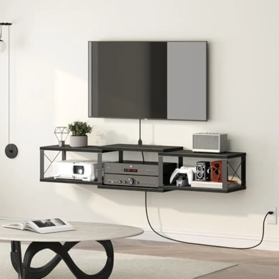 43.7" Floating TV Stand with Power Outlet Wall-Mounted Entertainment Center Floating Metal Frame Media Console Shelf for Under
43.7" Floating TV Stand with Power Outlet Wall-Mounted Entertainment Center Floating Metal Frame Media Console Shelf for Under