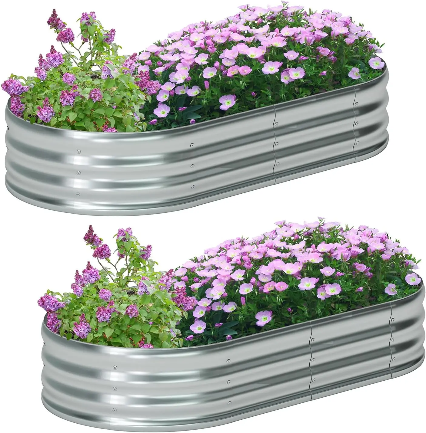 2-Pack Galvanized Metal Raised Garden Beds, Oval Planter Box for Vegetables, 6x3x1FT Silver
2-Pack Galvanized Metal Raised Garden Beds, Oval Planter Box for Vegetables, 6x3x1FT Silver