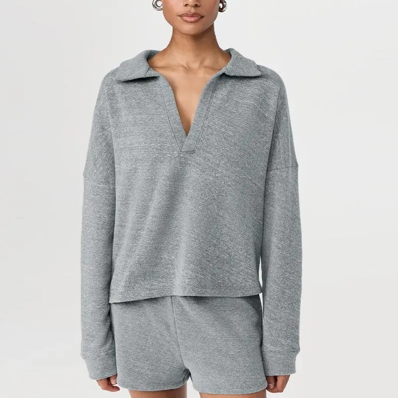 Loose Long Sleeve V-Neck Fitness Sportswear Set Casual Outdoor Women's Clothing Pure Color Crew Neck Top with Shorts
Loose Long Sleeve V-Neck Fitness Sportswear Set Casual Outdoor Women's Clothing Pure Color Crew Neck Top with Shorts