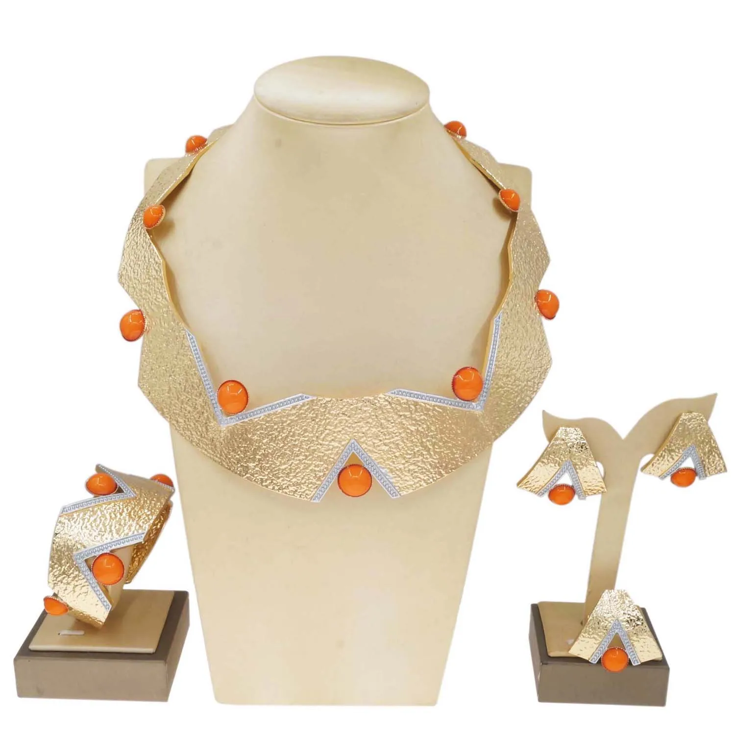 Yulaili Gold Plated Italian Jewelry Set Orange Beads V Shape Pendant Necklace Lady African Party Banquet Exquisite Accessories
Yulaili Gold Plated Italian Jewelry Set Orange Beads V Shape Pendant Necklace Lady African Party Banquet Exquisite Accessories