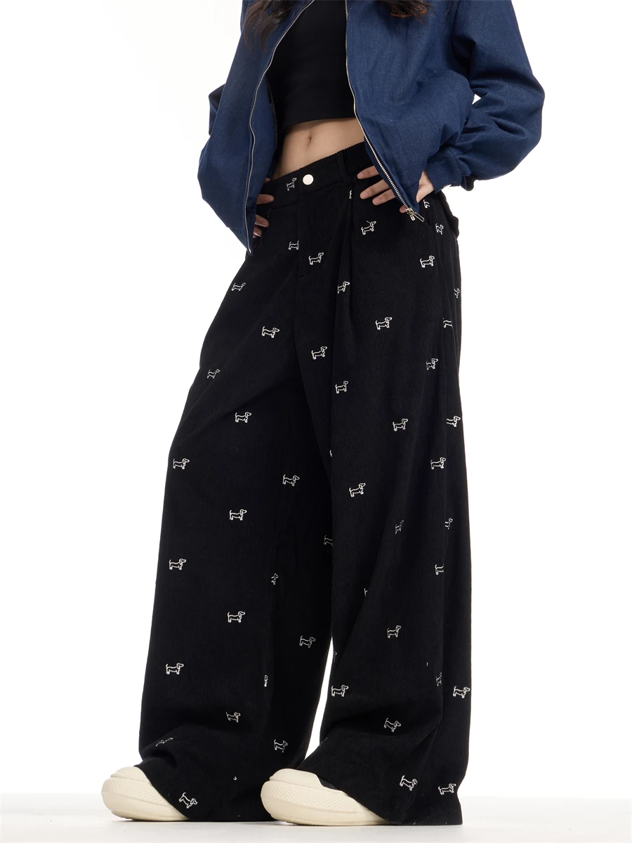 American Retro Embroidered Dog Cotton Pants Women Loose Slimming Casual Straight Leg Wide Leg Pants Comfortable Fit Trousers
American Retro Embroidered Dog Cotton Pants Women Loose Slimming Casual Straight Leg Wide Leg Pants Comfortable Fit Trousers