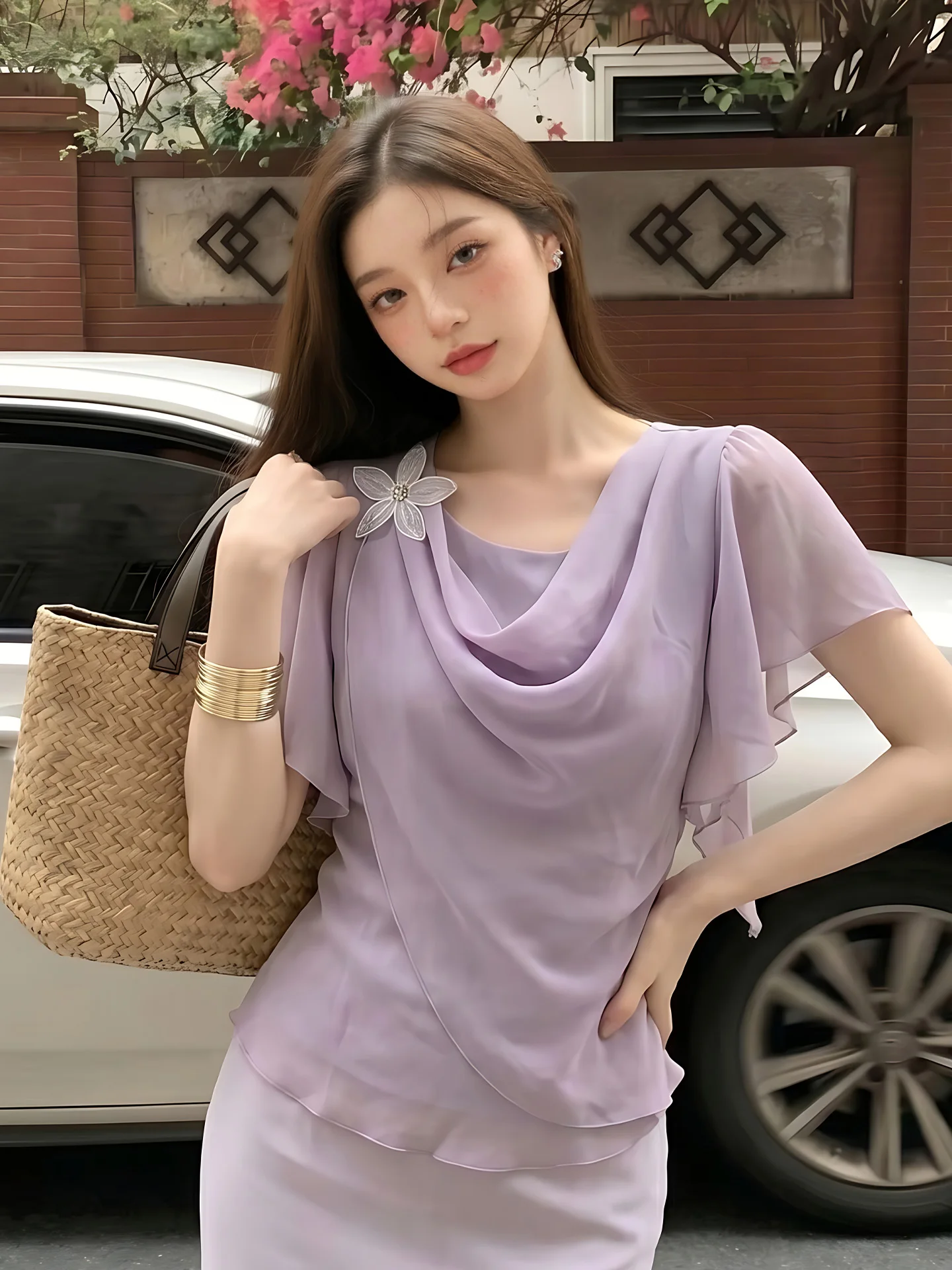 Elegant Slimming Summer New Style Women's Blouse Ruffle Hem Chiffon Shirt Gentle Wind Quality Fashionable Versatile Elegant Top
Elegant Slimming Summer New Style Women's Blouse Ruffle Hem Chiffon Shirt Gentle Wind Quality Fashionable Versatile Elegant Top