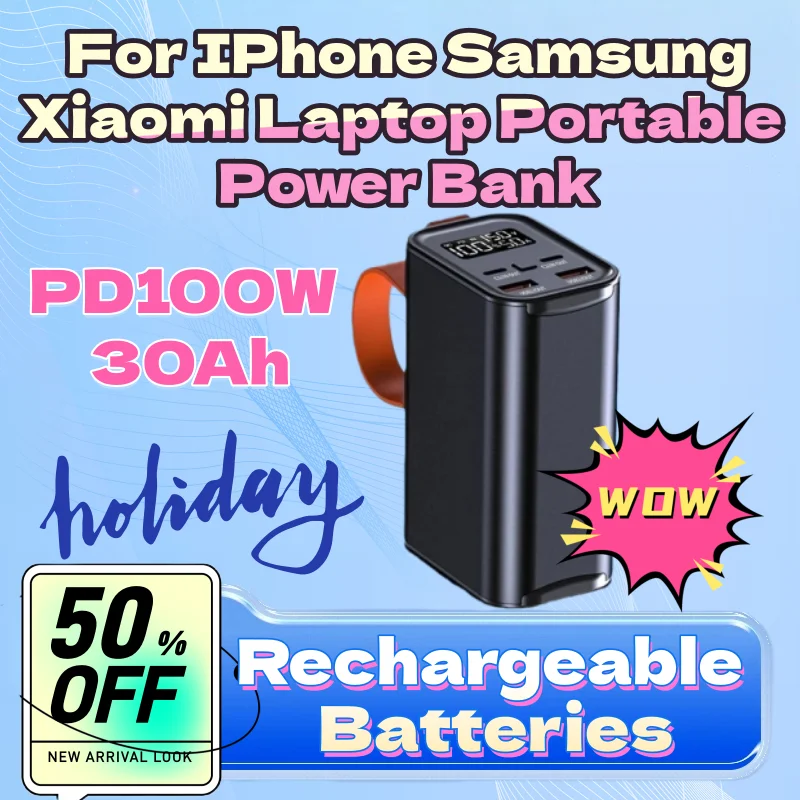 Large Capacity Fast Charging External Spare Battery Powerbank PD100W 30Ah for IPhone Samsung Xiaomi Laptop Portable Power Bank
Large Capacity Fast Charging External Spare Battery Powerbank PD100W 30Ah for IPhone Samsung Xiaomi Laptop Portable Power Bank