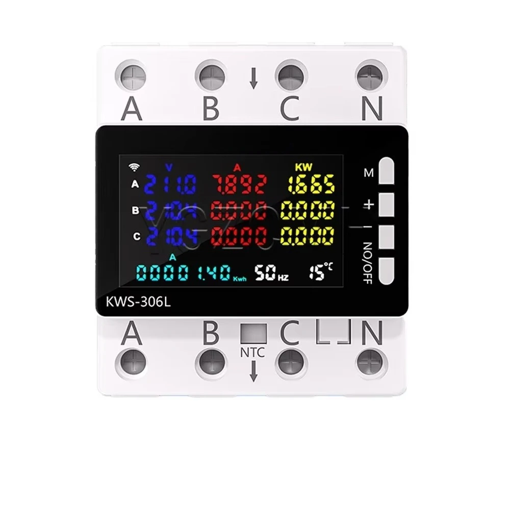 KWS-306 Tuya WIFI 3-phase 4-wire Power Meter AC85-290V Smart Life Voltmeter Rail Digital Meter Overvoltage Protection Switch
KWS-306 Tuya WIFI 3-phase 4-wire Power Meter AC85-290V Smart Life Voltmeter Rail Digital Meter Overvoltage Protection Switch
