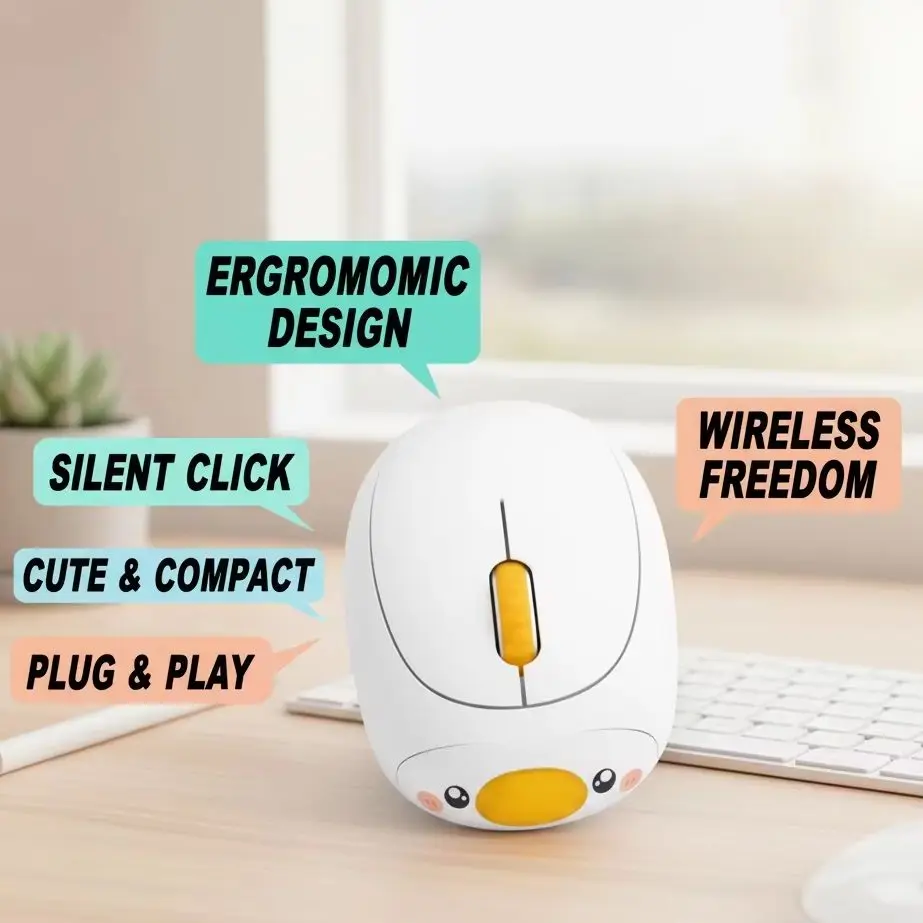 3D Cute Wireless Rechargeable Dual Mode Mouse,2.4G Bluetooth Silent Yellow Duck Shaped Portable Mouse For Laptop PC Office
3D Cute Wireless Rechargeable Dual Mode Mouse,2.4G Bluetooth Silent Yellow Duck Shaped Portable Mouse For Laptop PC Office