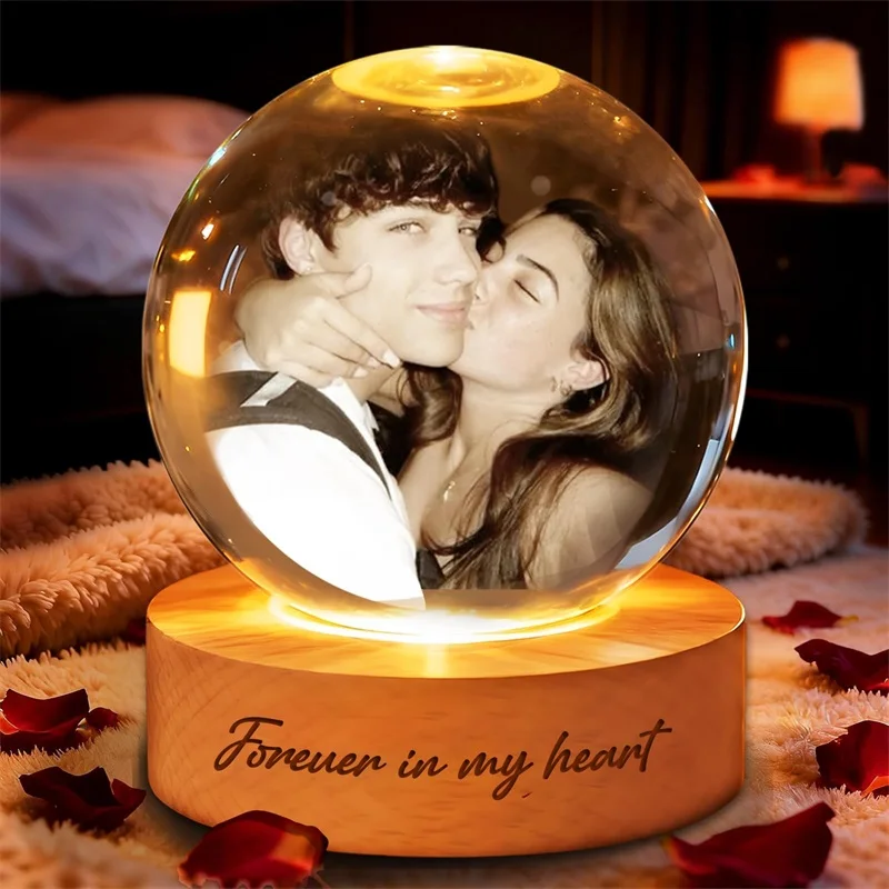 Personalized Crystal Photo Ball Lamp Custom Engraved Crystal Globe Nightlight with Wood Base Personalized Photo Gift for Couples
Personalized Crystal Photo Ball Lamp Custom Engraved Crystal Globe Nightlight with Wood Base Personalized Photo Gift for Couples