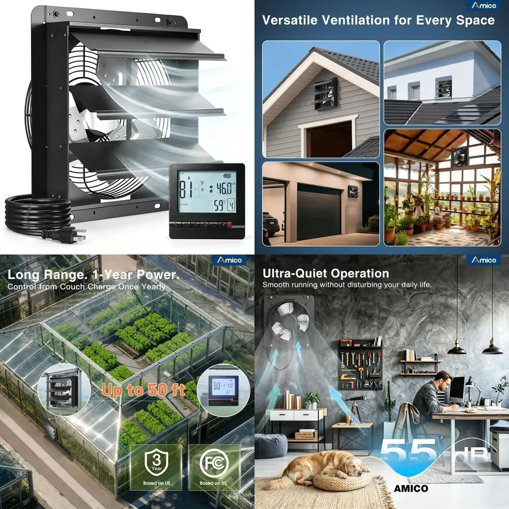 12 Automatic Attic Fan with 8-Speed Control for Greenhouse, Garage, and Chicken Coop Ventilation
12 Automatic Attic Fan with 8-Speed Control for Greenhouse, Garage, and Chicken Coop Ventilation