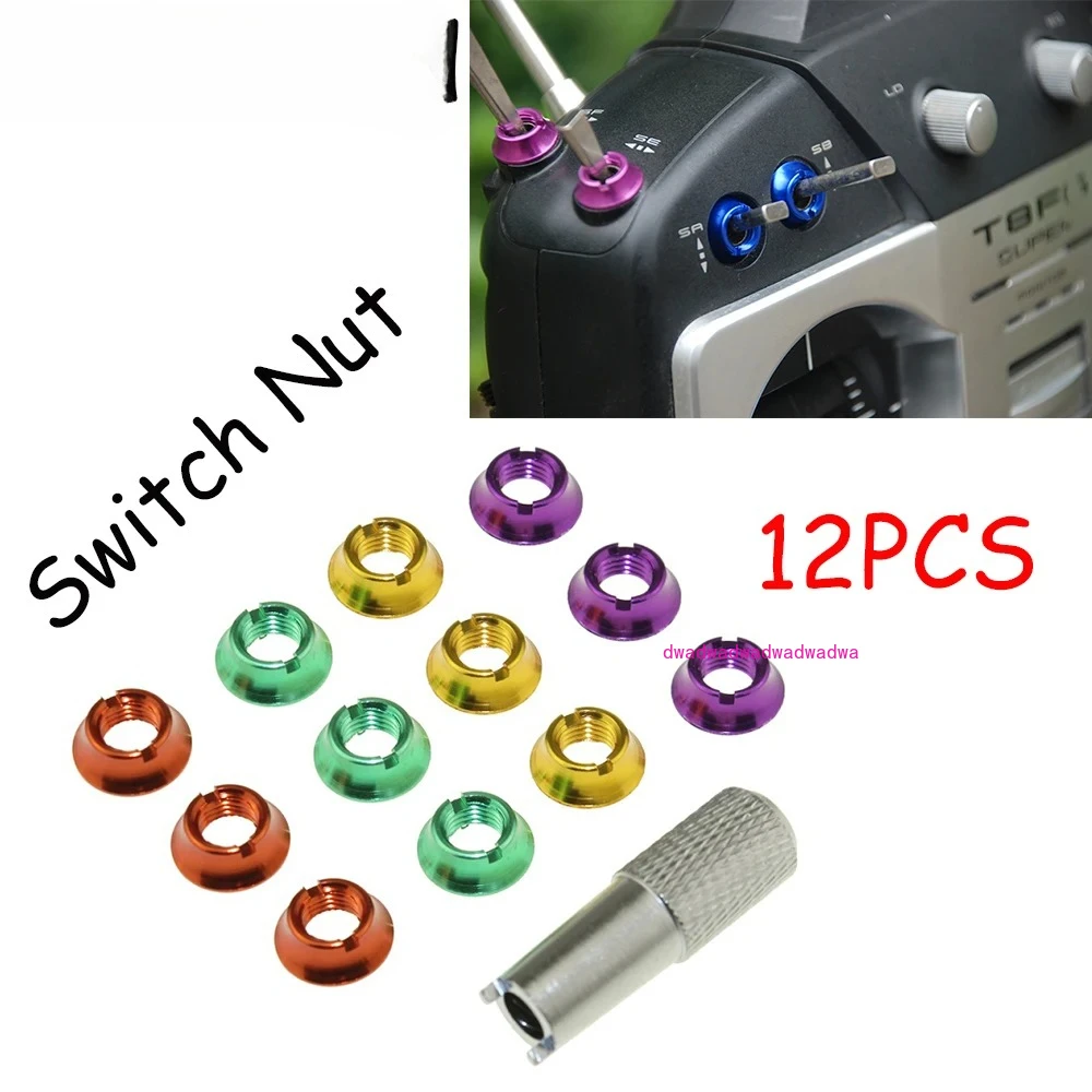 12PCS Radio Control Switch Color Nut For Futaba JR FrSky Taranis Transmitter
12PCS Radio Control Switch Color Nut For Futaba JR FrSky Taranis Transmitter