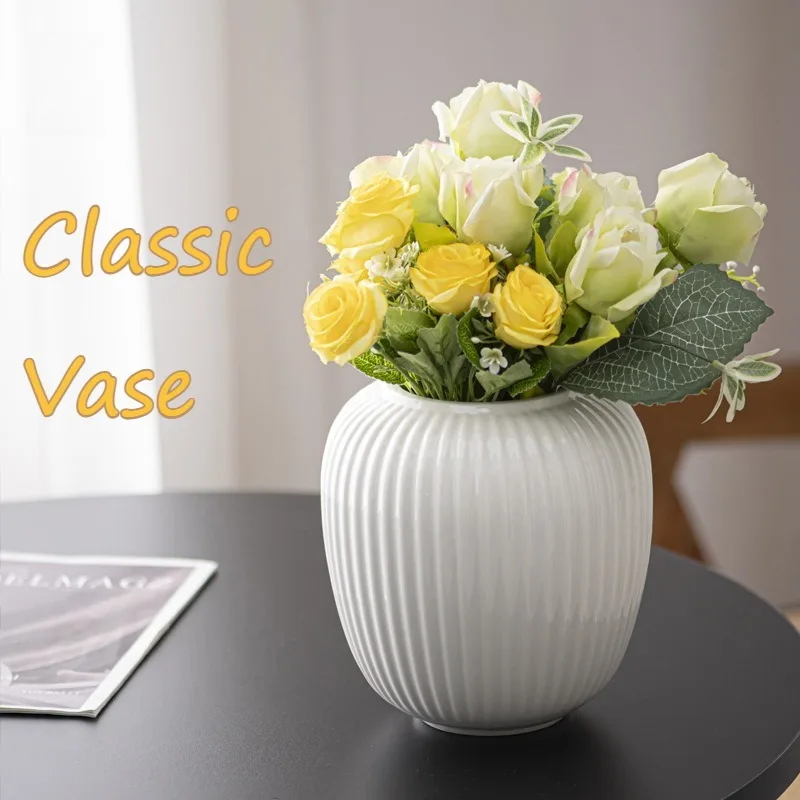 Vertical-striped Round Vases Wide Mouth Classic Nordic Simple Ceramic Vases Thick Flat Base Anti-slip Anti-tipping Home Decor
Vertical-striped Round Vases Wide Mouth Classic Nordic Simple Ceramic Vases Thick Flat Base Anti-slip Anti-tipping Home Decor