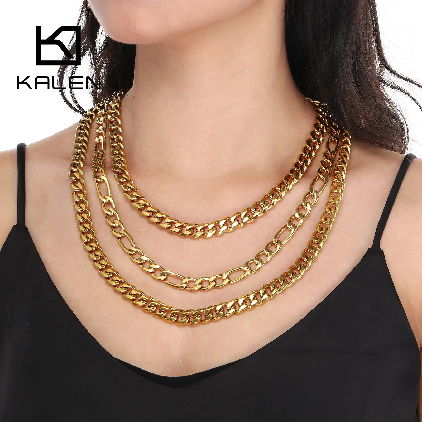 Layered Gold Color Necklaces for Women NK Chain Choker Fashion Jewelry - Stainless Steel 304 - KN293321-Z 
Layered Gold Color Necklaces for Women NK Chain Choker Fashion Jewelry - Stainless Steel 304 - KN293321-Z