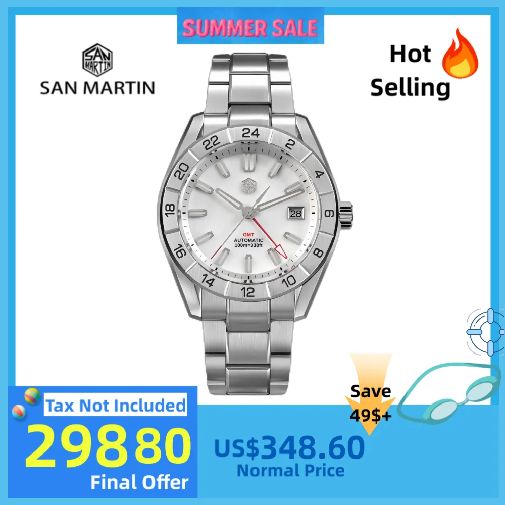 San Martin 42mm Men Watch NH34 GMT Natural MOP Dial 3H Date Swim Automatic Sapphire BGW-X1 Blue Luminous Dress Reloj SN0130
San Martin 42mm Men Watch NH34 GMT Natural MOP Dial 3H Date Swim Automatic Sapphire BGW-X1 Blue Luminous Dress Reloj SN0130