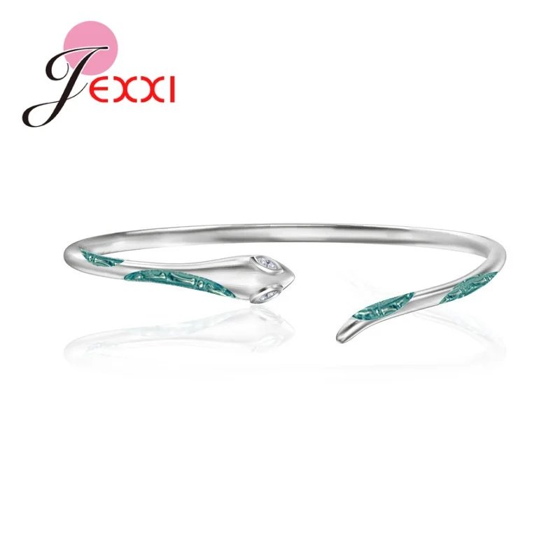 Daily Wear Creative Green Snake Shape Open Crystal Bangles Women Elegant 925 Sterling Silver Arm Bracelet Jewelry
Daily Wear Creative Green Snake Shape Open Crystal Bangles Women Elegant 925 Sterling Silver Arm Bracelet Jewelry