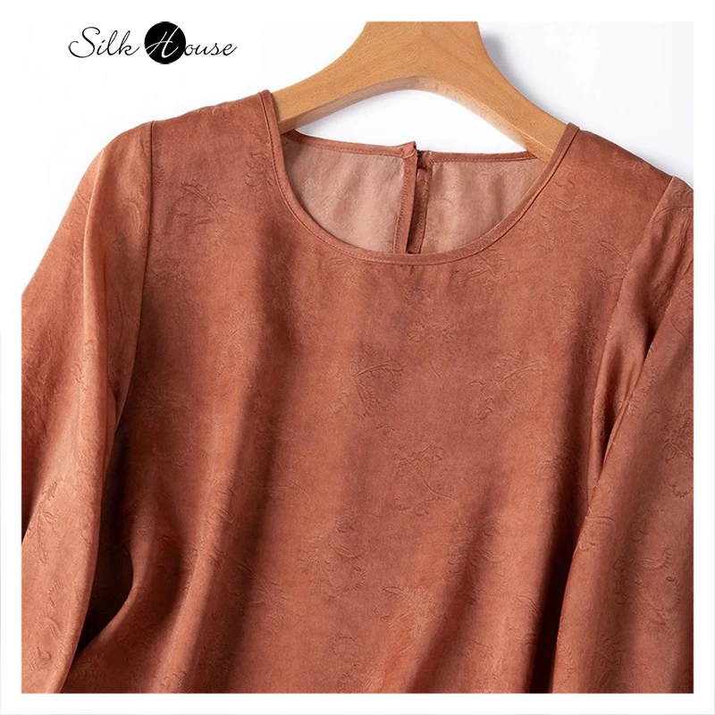 Grass Dyed Wandering Style 20MM 100% Natural Mulberry Silk Jacquard Satin Lantern Sleeves Deep Orange Women's Loose T-shirt
Grass Dyed Wandering Style 20MM 100% Natural Mulberry Silk Jacquard Satin Lantern Sleeves Deep Orange Women's Loose T-shirt