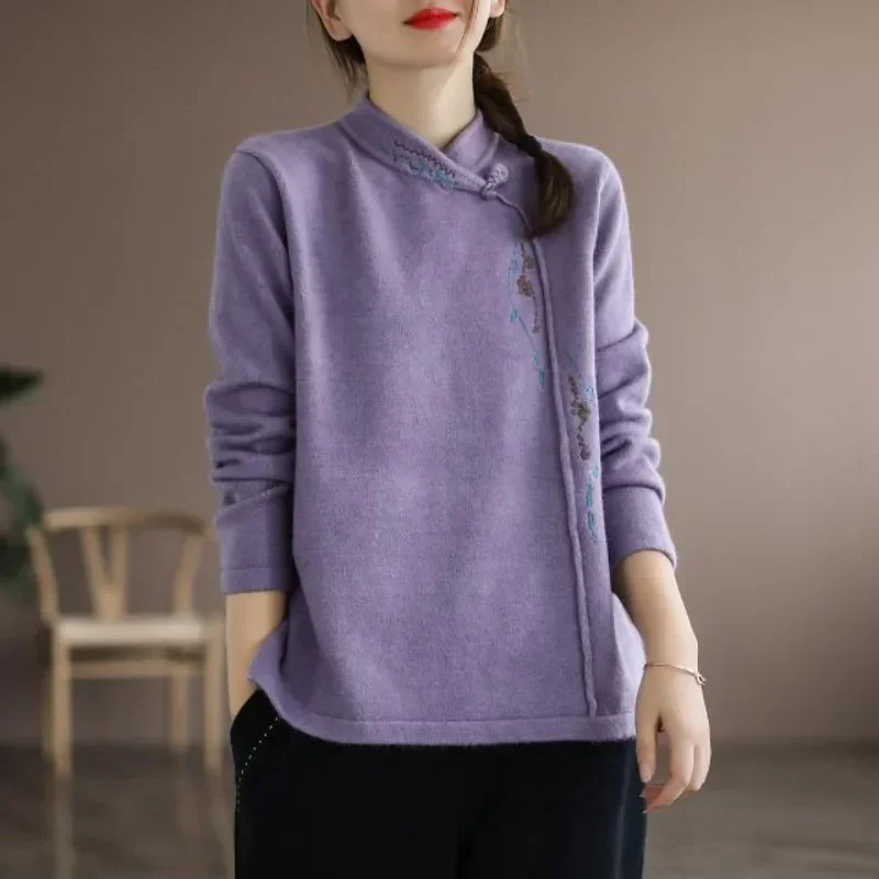 Spring Autumn Vintage Classic Folk Solid Color Embroidery Loose Tops 2025 New Women's Clothing Stand Collar Long Sleeve
Spring Autumn Vintage Classic Folk Solid Color Embroidery Loose Tops 2025 New Women's Clothing Stand Collar Long Sleeve
