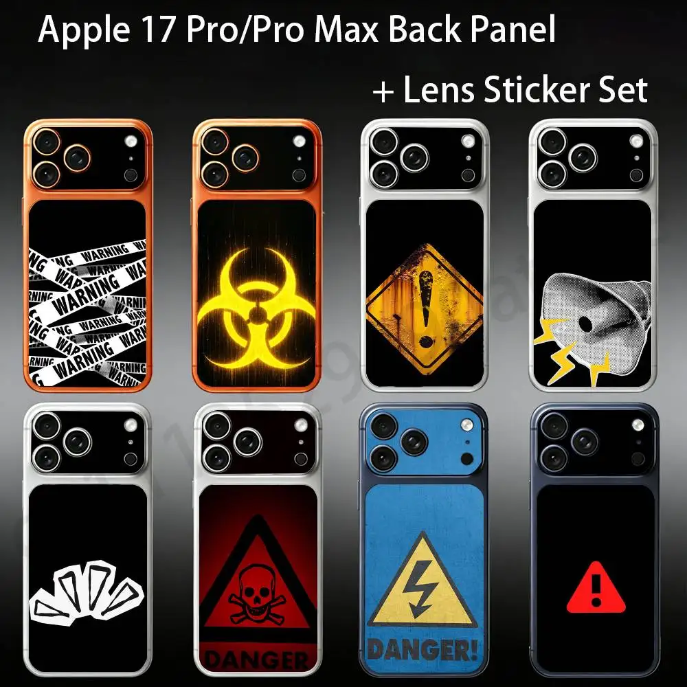 Warning Icon Danger Banning For iPhone 17Pro/ProMax Battry Back Cover with Camera Decal Skin Rear Protective Sticker Film
Warning Icon Danger Banning For iPhone 17Pro/ProMax Battry Back Cover with Camera Decal Skin Rear Protective Sticker Film