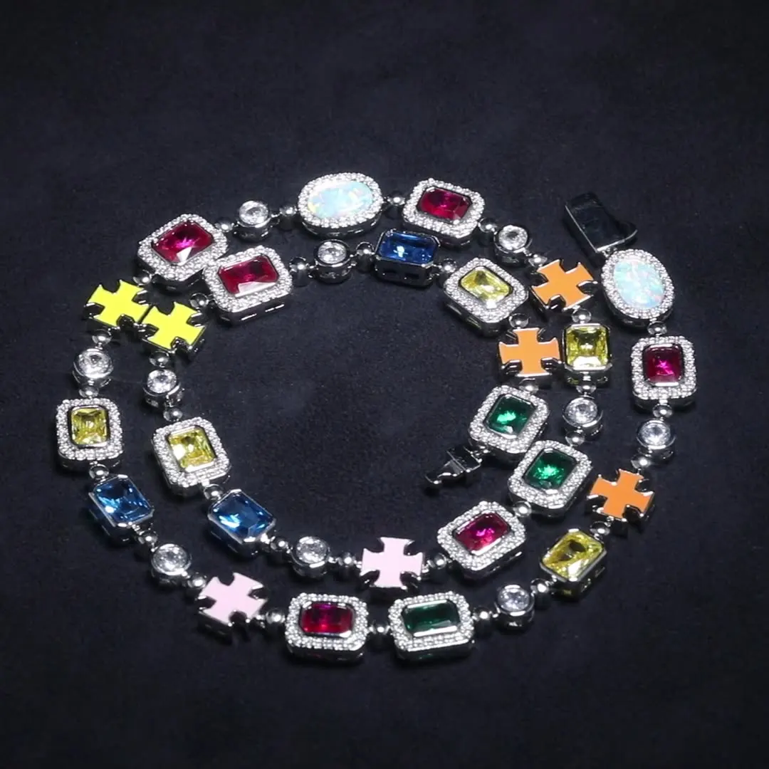 Multi GemStone Opal Necklaces Iced Out AAAAA Cubic Zirconia Pink/Yellow/Green Cross Tennis Chain Necklace Fashion Jewelry
Multi GemStone Opal Necklaces Iced Out AAAAA Cubic Zirconia Pink/Yellow/Green Cross Tennis Chain Necklace Fashion Jewelry