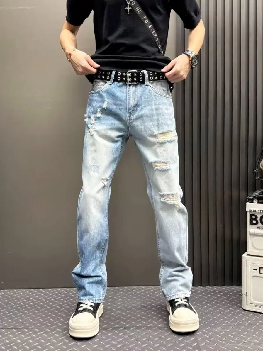 Slim Fit Stretch Denim Jeans Men's Casual Hole Punching Pants Versatile Handsome Slimming Small Foot Pants Summer 2026
Slim Fit Stretch Denim Jeans Men's Casual Hole Punching Pants Versatile Handsome Slimming Small Foot Pants Summer 2026