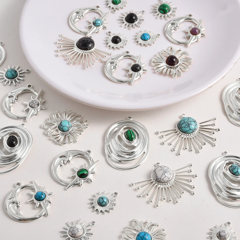 Vintage 6pcs Stainless Steel Natural Stone Pendant Bohemia Flower Sun Whirlpool For Women Pendants DIY Jewelry Making Supplies
Vintage 6pcs Stainless Steel Natural Stone Pendant Bohemia Flower Sun Whirlpool For Women Pendants DIY Jewelry Making Supplies