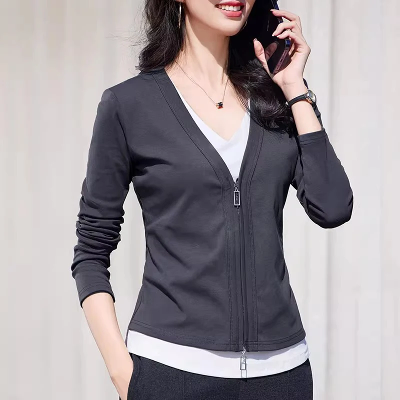 New Women Spring Autumn T-shirt Fashion V-Neck Long Sleeve Patchwork T-shirt Simplicity Casual Easy match Slim T-shirt
New Women Spring Autumn T-shirt Fashion V-Neck Long Sleeve Patchwork T-shirt Simplicity Casual Easy match Slim T-shirt