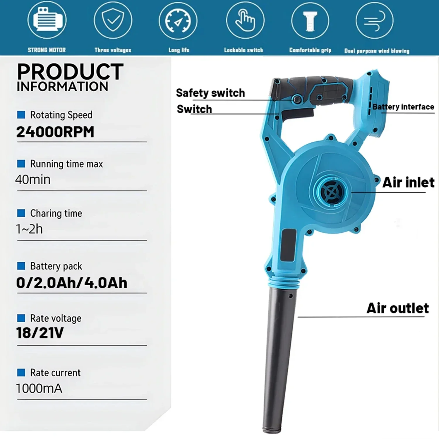 l 2-in-1 Tool Cordless Leaf Blower for 18V Makita Battery Vacuum 150CFM Up to 120MPH Handle Electric Blower Cleaner For Garden
l 2-in-1 Tool Cordless Leaf Blower for 18V Makita Battery Vacuum 150CFM Up to 120MPH Handle Electric Blower Cleaner For Garden