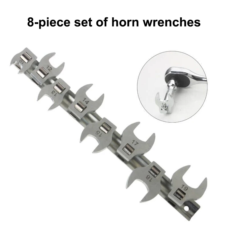 8Pcs 3/8 Inch Drive Crowfoot Wrench 10 To 19mm Metric Foot Open End Spanner Movable Open Ratchet Wrench
8Pcs 3/8 Inch Drive Crowfoot Wrench 10 To 19mm Metric Foot Open End Spanner Movable Open Ratchet Wrench