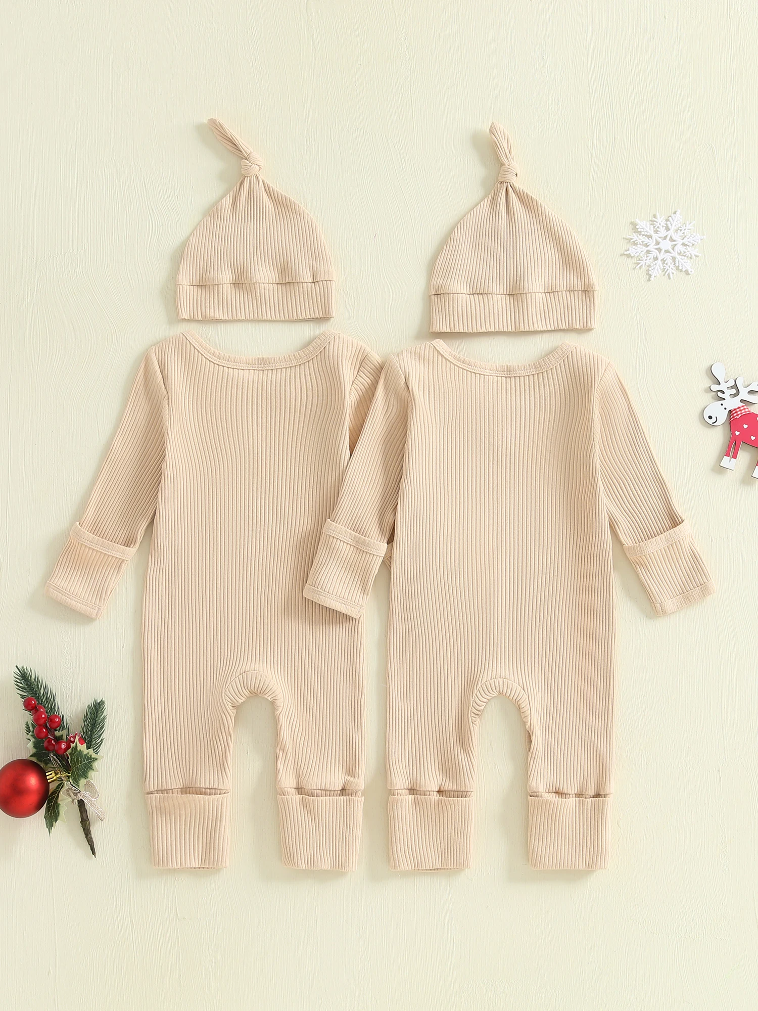 Infant Christmas Romper Set with Matching Hat Long Sleeve Round Neck Tree Print Jumpsuit for Baby Twins - Festive Outfits
Infant Christmas Romper Set with Matching Hat Long Sleeve Round Neck Tree Print Jumpsuit for Baby Twins - Festive Outfits