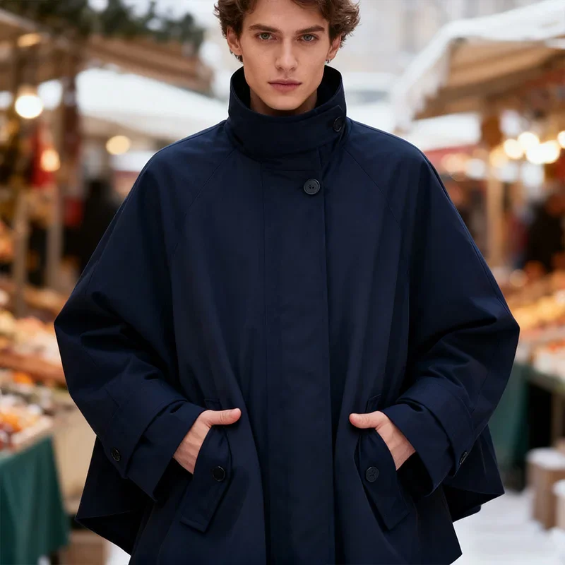 Cape Jacket High Collar Long Sleeves Hidden Button Zipper Lightweight Chiffon Loose Hem Tops Spring Summer New Casual Outerwear
Cape Jacket High Collar Long Sleeves Hidden Button Zipper Lightweight Chiffon Loose Hem Tops Spring Summer New Casual Outerwear