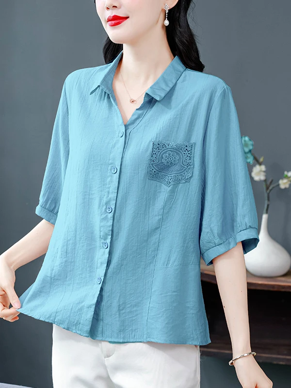 Lace Pocket Loose Fit Cotton Linen Blouse Summer Wear for Mom Women's New Style Shirt Cover Belly Slimming Top
Lace Pocket Loose Fit Cotton Linen Blouse Summer Wear for Mom Women's New Style Shirt Cover Belly Slimming Top