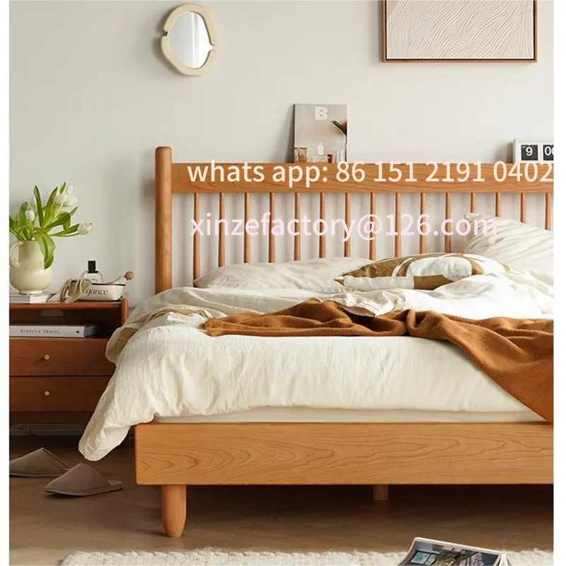 Customizable Nordic Cherry Simple Furniture Japanese Log Windsor Double Bed Solid Wood Bedside
Customizable Nordic Cherry Simple Furniture Japanese Log Windsor Double Bed Solid Wood Bedside