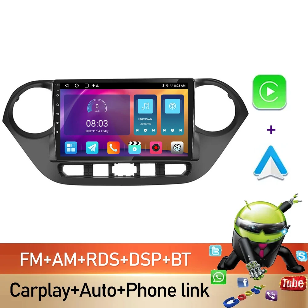 Автомобильное радио Carplay Android 13 для Hyundai I10 2013 -2016 2017 2018 мультимедийный плеер 2 Din DVD GPS-навигация головное устройство
Автомобильное радио Carplay Android 13 для Hyundai I10 2013 -2016 2017 2018 мультимедийный плеер 2 Din DVD GPS-навигация головное устройство