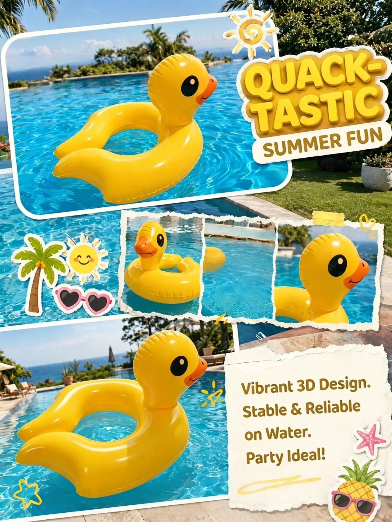 Cute Animal Shaped Inflatable Swimming Ring (Duck Or Flamingo Available), Thick PVC Material, Fun Floating Ring For Summer Water Play
Cute Animal Shaped Inflatable Swimming Ring (Duck Or Flamingo Available), Thick PVC Material, Fun Floating Ring For Summer Water Play