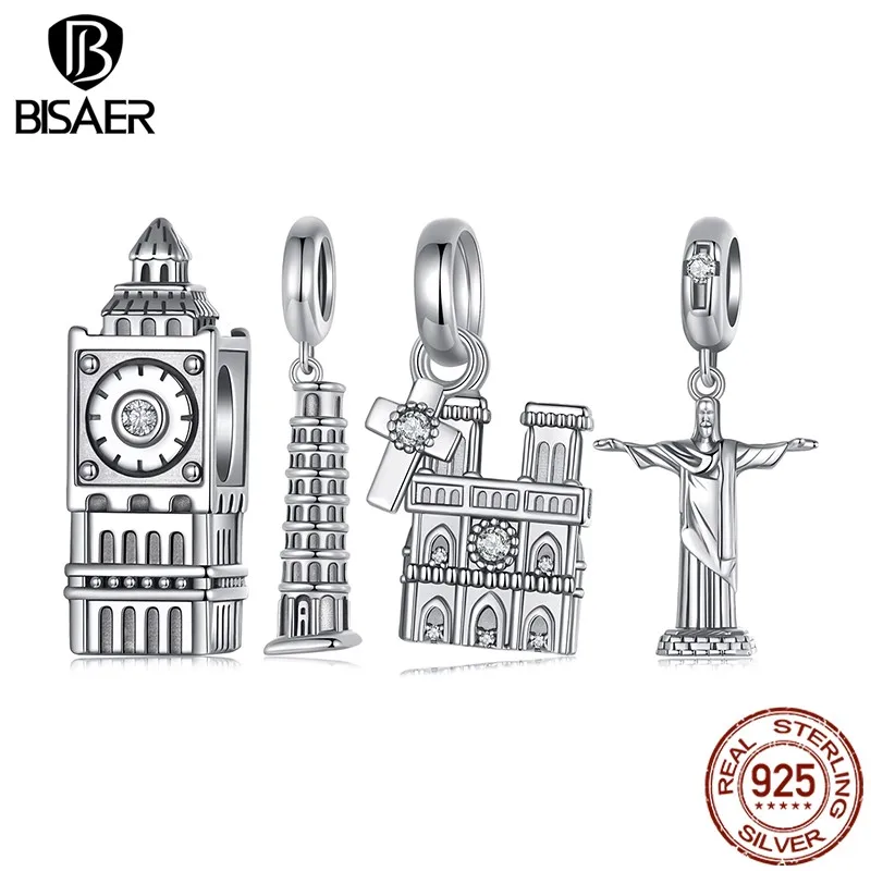 BISAER 100% 925 Sterling Silver Christ Redeemer Charms Beads Big Ben Tower of Pisa Pendant Fit Woman DIY Bracelet Fine Jewelry
BISAER 100% 925 Sterling Silver Christ Redeemer Charms Beads Big Ben Tower of Pisa Pendant Fit Woman DIY Bracelet Fine Jewelry