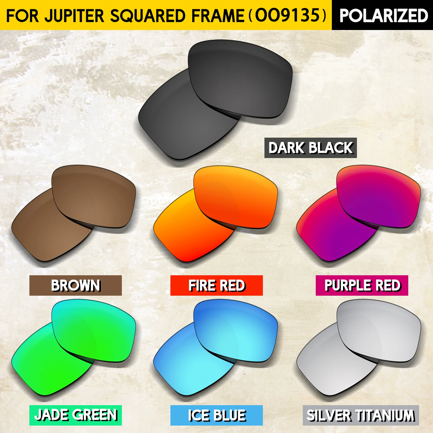 Suitable for Oakley Jupiter Squared OO9135 56mm Sunglasses Replacement Lenses Compatible With Oakley Frame 
Suitable for Oakley Jupiter Squared OO9135 56mm Sunglasses Replacement Lenses Compatible With Oakley Frame