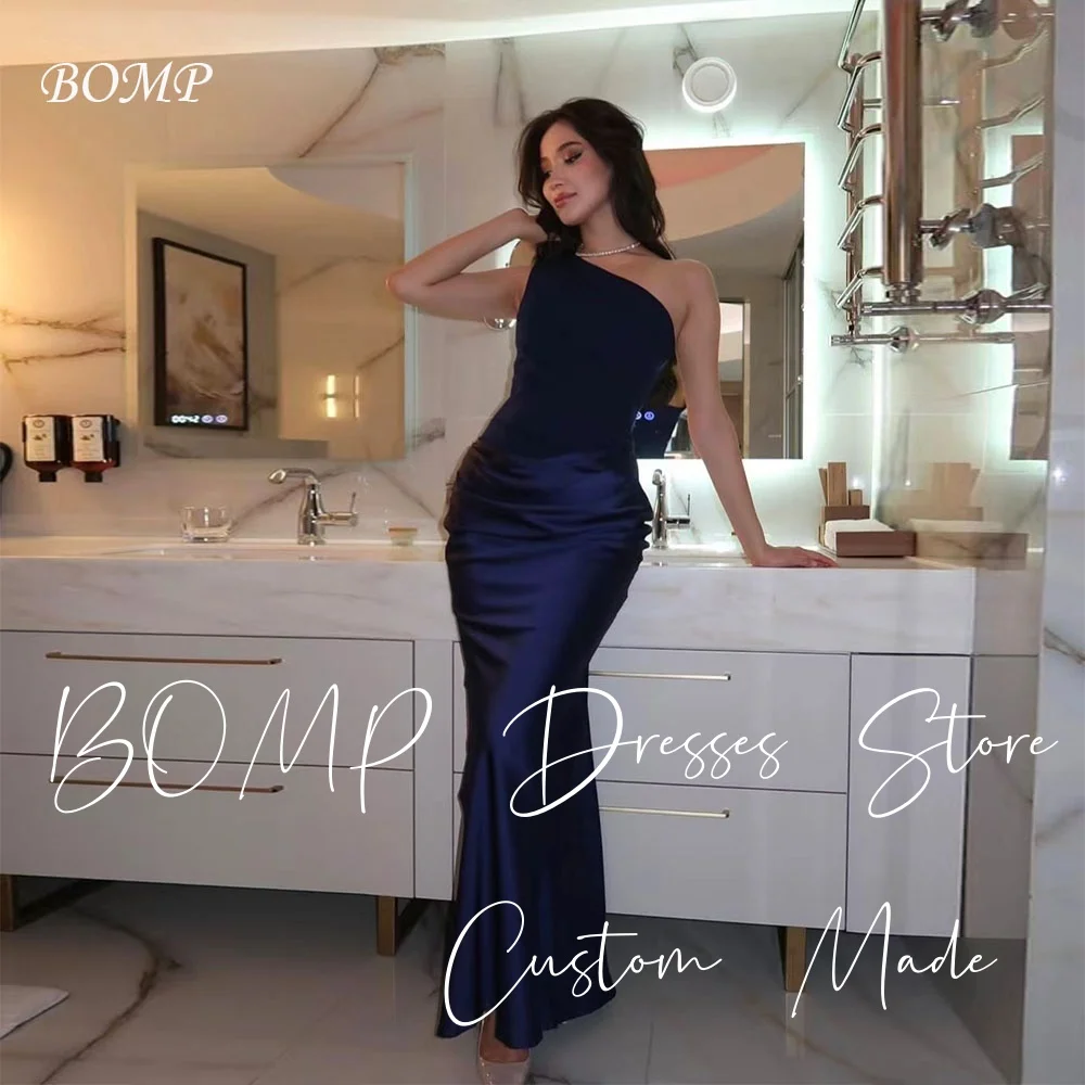 BOMP Elegant Dark Blue Evening Dress One Shoulder Mermaid Pleat Satin Formal Occasion Party Dresses Customized Saudi Arabic
BOMP Elegant Dark Blue Evening Dress One Shoulder Mermaid Pleat Satin Formal Occasion Party Dresses Customized Saudi Arabic